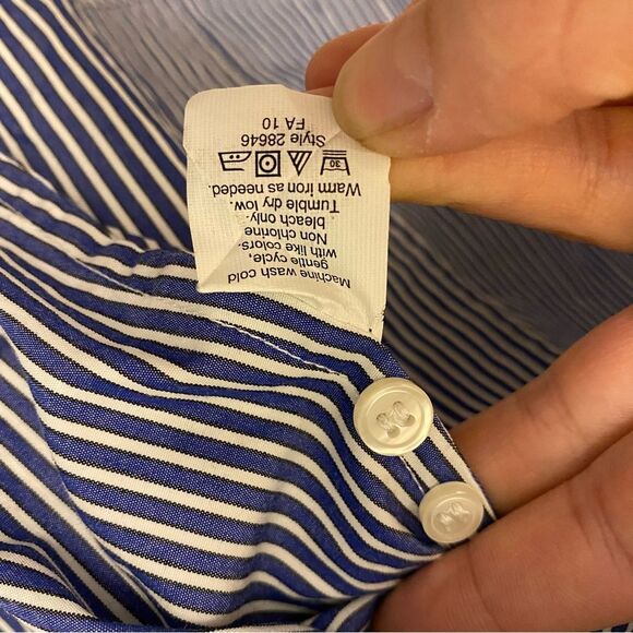 J Crew blue button up Blouse micro pinstripe professional office blouse top S - Picture 6 of 6